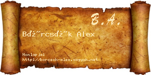 Börcsök Alex névjegykártya